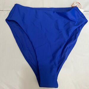 New Quince Italian High-Rise High-Leg Bikini Bottom Electric Blue Small